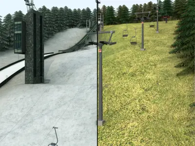 Ski jumping hill high detail 3D model