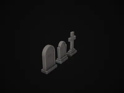 Headstones - Tombstones - Gravestones - Set of 3 Low-poly 3D model