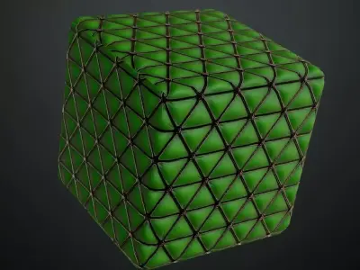 Dark Green Padded Triangular Wall Panel PBR Seamless Texture