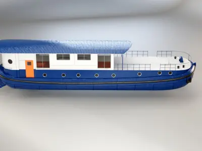  Dutch Barge Houseboat 3D Model Modern Floating Home 