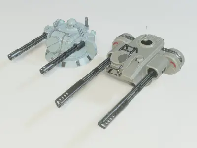 Sci Fi Turrets Low Poly Game Ready 3D model Pack Low-poly 3D model