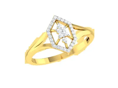 Light Weight Yellow Gold Diamond Ring  -R-4156 3D print model
