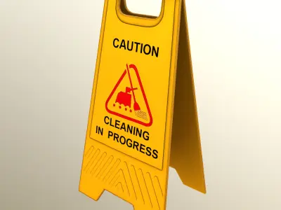 Cleaning In Progress Sign Board Low Poly Low-poly 3D model
