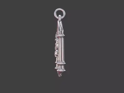 Floral Gothic Cathedral Pendant Silver Jewelry 3D Model 3D print model