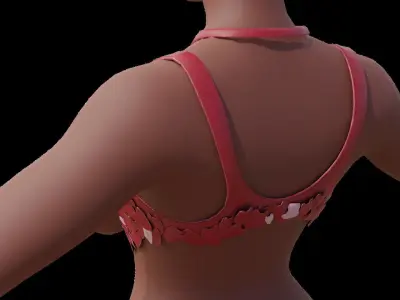 Pieces of Red Breast Armor Light female asset Low-poly 3D model