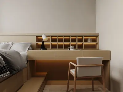 Modern bedroom 3D model 32