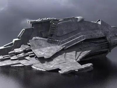 Sci-Fi Stealth Ship crashed 2 3D model