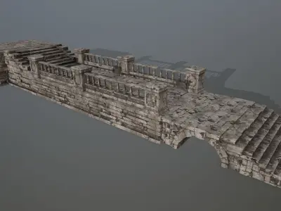 ruin set stone staircase Low-poly 3D model