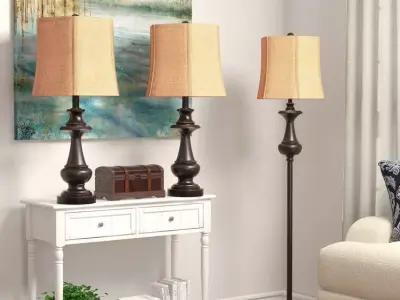 Cathleen Floor and Table Lamp Light  Set 3D model