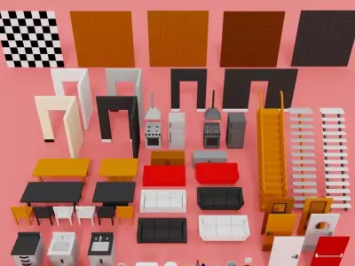 Modular Low Poly Interior Pack Low-poly 3D model