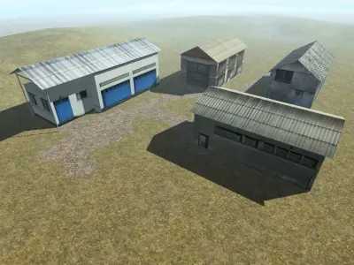 Warehouse Industrial Buildings for Games Lowpoly Low-poly 3D model