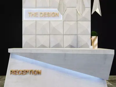 Reception bar counter with lights 3D model