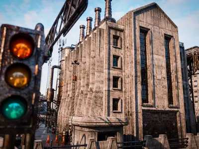 INDUSTRIAL SCIFI BUILDING DEMO SET FILE Low-poly 3D model