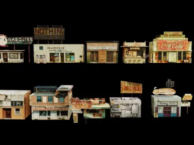 Old building collection V1 Low-poly 3D model