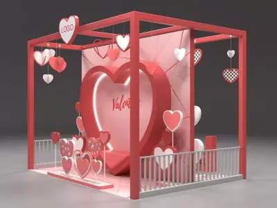 Valentine Photobooth Double-Sided Heart Love 3D model