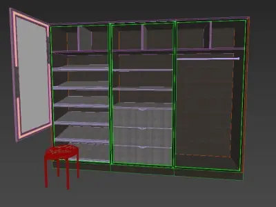 WARDROBE hallway with two doors and bench Low-poly 3D model