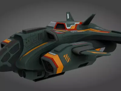 Sci-Fi Fighter Jet - Game Ready - PBR Low-poly 3D model