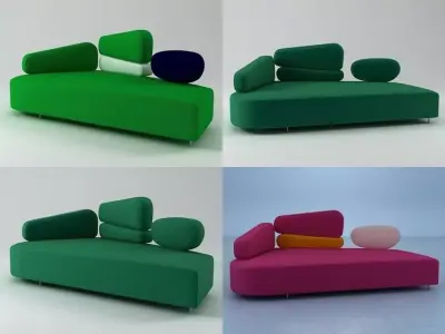 Mosspink four different colored sofas 3D model