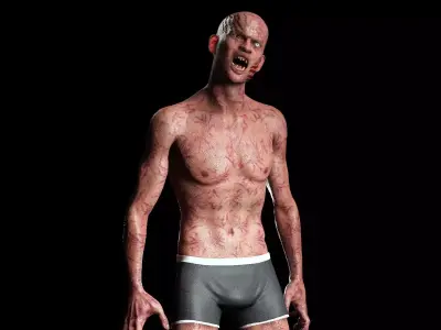 Male Zombie Low-poly 3D model