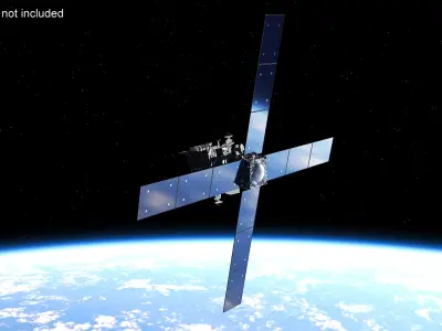  Modern Space Satellite with Solar Panels 