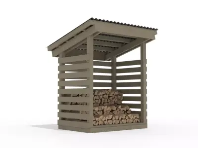 Firewood Shed - 4x6 - with Logs 3D model