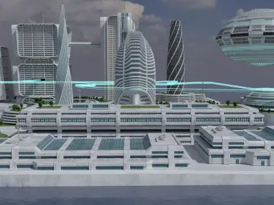 Oceanicity Futuristic Floating City 3D Model 3D model