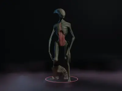 Alien with environment game ready Low-poly 3D model