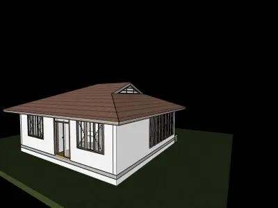 Small House with interior partitions Low-poly 3D model