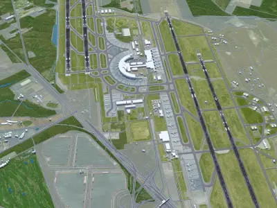 Sapporo New Chitose Airport 12km Low-poly 3D model
