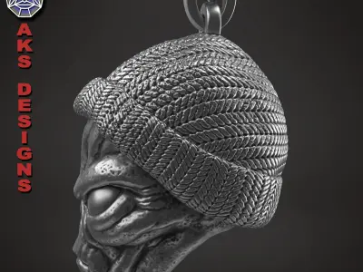 skull Pendant jewelry ALien with cap v1  3D print model