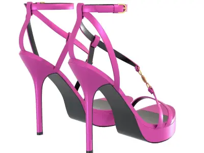 Satin Crystal Logo Shoes Heels Low-poly 3D model