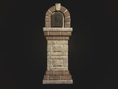 Brick Mailbox Low-poly 3D model