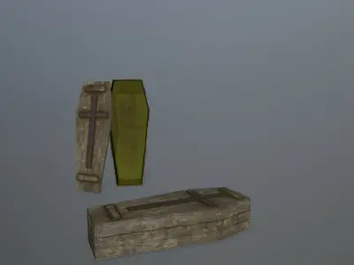 Tombstone Set stone column Low-poly 3D model