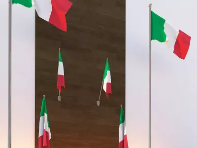 Flag Italy Low-poly 3D model