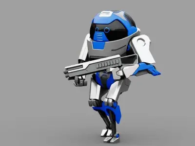 Battle droid rigged - animated 3D model