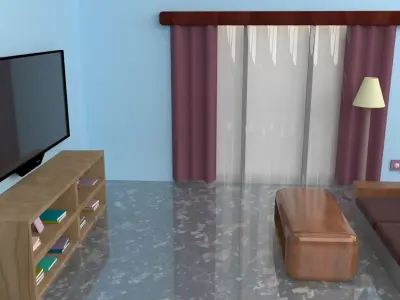 Isometric room low poly 3D model