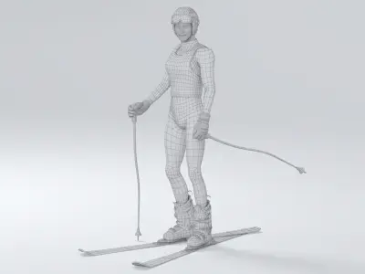  Female Skier Animated HQ Standard License 