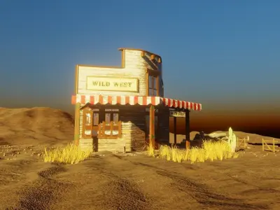 wild west saloon made in blender 3D model