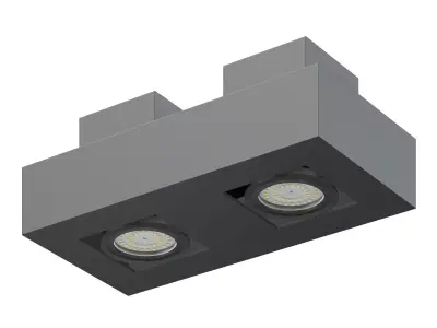 Black Double Rectangular Halogen Light 3D Model 3D model
