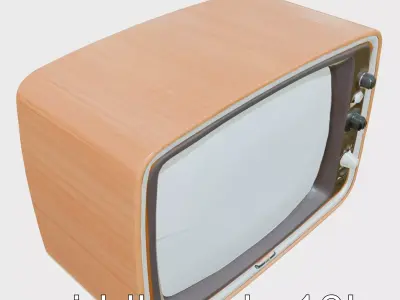 Vintage Television Set with Polished Wood Casing Low-poly 3D model
