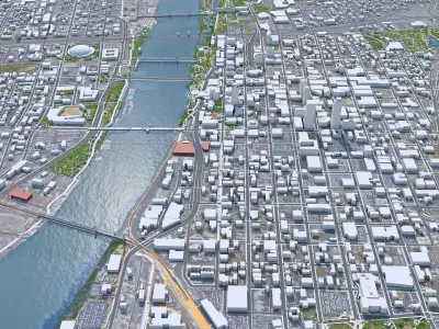 Little Rock Downtown Arkansas USA Low-poly 3D model