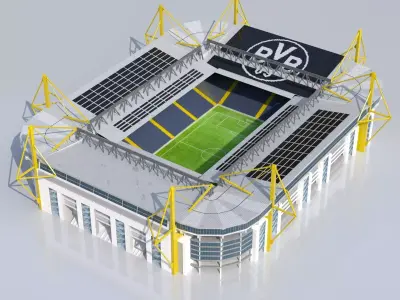 BVB Stadion Dortmund Signal Iduna Park Euro 2024 Low-poly 3D model