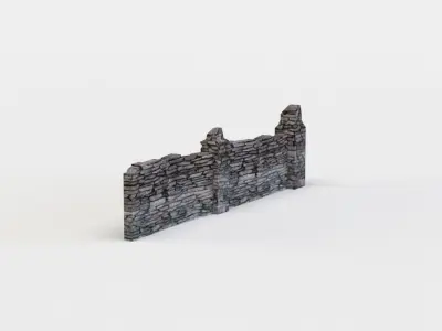 Stones wall Low-poly 3D model