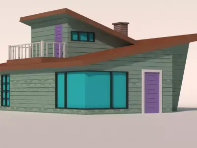 Low poly Cartoon House Low-poly 3D model 2