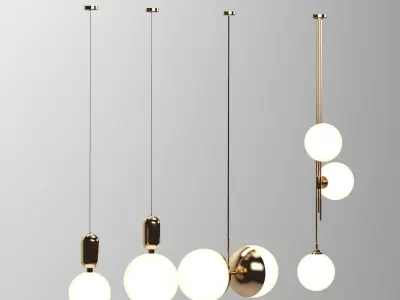 Modern round pendant lamp free Free 3D model