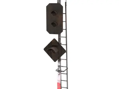 Train Traffic Light Weathered 14 3D model