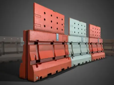 3D Construction Traffic Barricades - Game Ready Low-poly 3D model