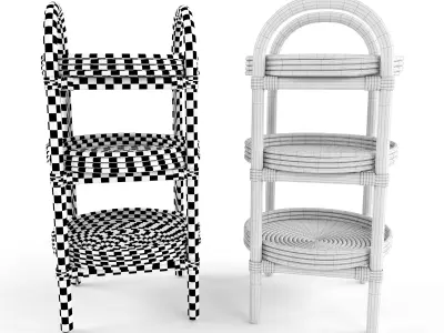 Freestanding Storage Caddy Natural Rattan Nala 3D model