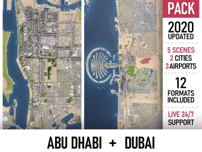 Abu Dhabi and Dubai Low-poly 3D model