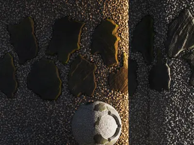 H68 Slate Stones and Gravel Pathway - PBR - 4K Low-poly 3D model